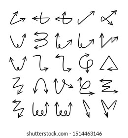 hand drawn and doodle arrows set