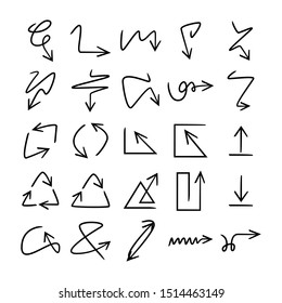 hand drawn and doodle arrows set