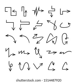 flechas dibujadas a mano y dibujadas con doodle