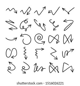 hand drawn and doodle arrows set