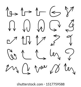 hand drawn and doodle arrows set