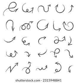 flechas de doodle dibujadas a mano conjunto Vector. 