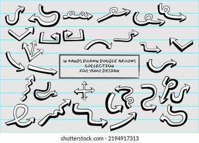 Hand drawn doodle arrows are suitable for use as design elements, office assignments, school assignments, presentation elements and others
