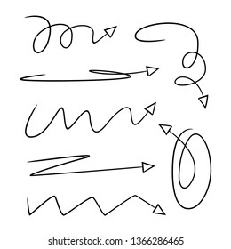 hand drawn and doodle arrows thin line