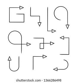 hand drawn and doodle arrows thin line