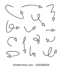 hand drawn and doodle arrows thin line