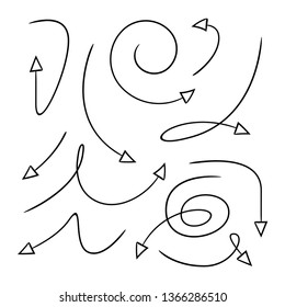 hand drawn and doodle arrows thin line