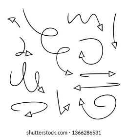 hand drawn and doodle arrows thin line