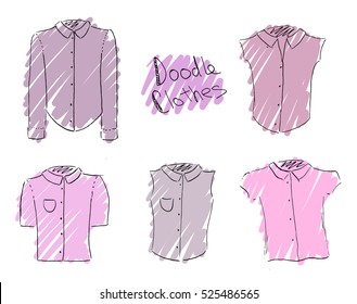 Hand drawn doodle art of clothes