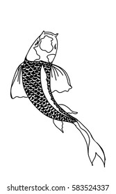 hand drawn and doodle art Koi fish for Japanese tattoo