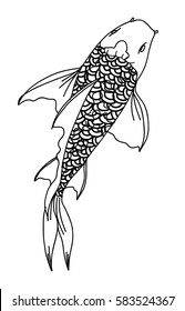 hand drawn and doodle art Koi fish for Japanese tattoo