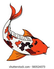 hand drawn and doodle art Koi fish for Japanese tattoo