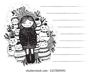 Hand drawn doodle art vector illustration for greeting and background.