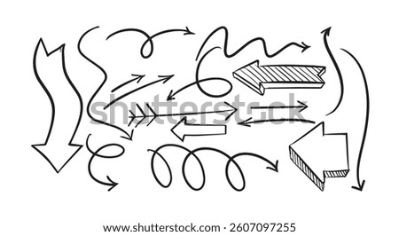 Hand drawn doodle art vector arrow modern set vector