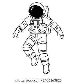 Hand drawn doodle astronaut. Outline astronaut isolated on white background. Hand drawn vector art.