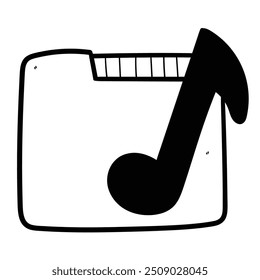 Hand drawn doodle audio file icon isolated on a white background. Vector illustration.