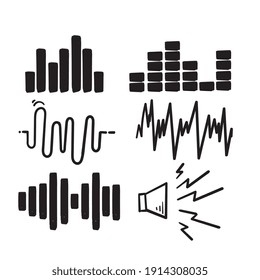 hand drawn doodle audio wave icon illustration symbol isolated