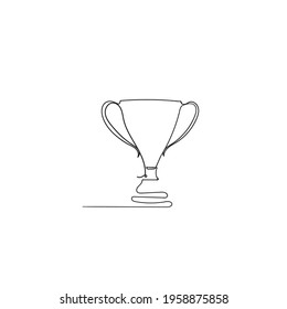 hand drawn doodle award trophy illustration vector in continuous line art drawing