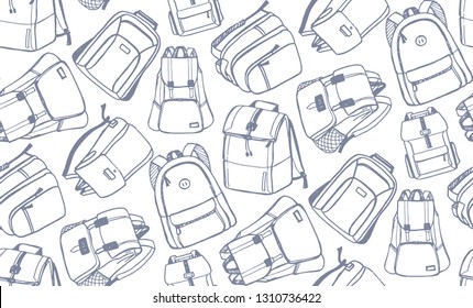 Hand drawn doodle backpack - back to school - pattern background wallpaper textile fabric