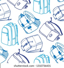 Hand drawn doodle backpack - back to school - pattern background wallpaper textile fabric