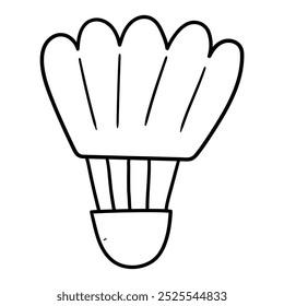 Hand drawn doodle badminton shuttlecock isolated on white background. Vector illustration.