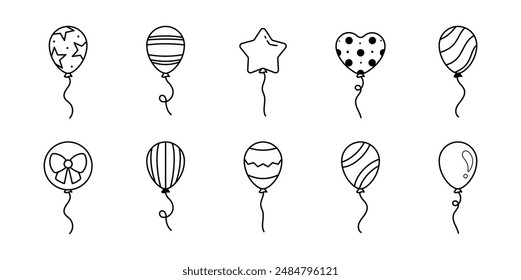 Conjunto de globos de garabato dibujado a mano