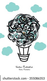 Hand drawn doodle balloon. Vector illustration