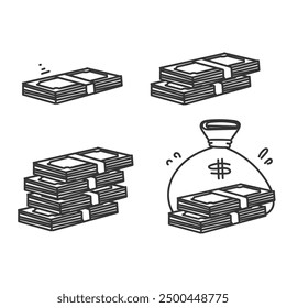 hand drawn doodle banknote paper money economic illustration