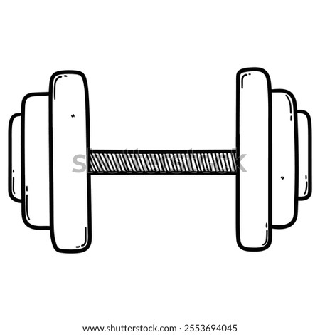 Hand drawn doodle barbell or dumbbell isolated on white background. Vector illustration.