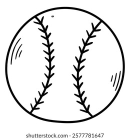 Hand drawn doodle baseball ball isolated on white background. Vector illustration.