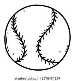 Hand drawn doodle baseball ball isolated on white background. Vector illustration.