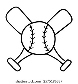 Hand drawn doodle baseball bats and ball isolated on white background. Vector illustration.