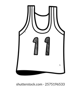 Hand drawn doodle basketball jersey isolated on white background. Vector illustration.