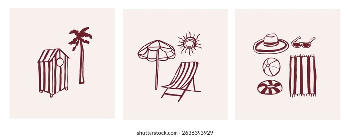 Hand drawn doodle beach posters