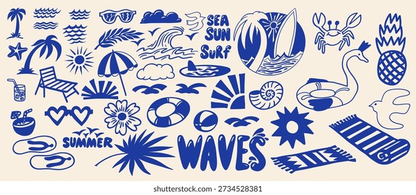 Hand drawn doodle beach