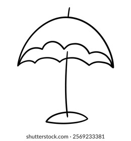 Hand drawn doodle beach umbrella isolated on white background. Vector illustration.