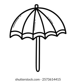 Hand drawn doodle beach umbrella isolated on white background. Vector illustration.