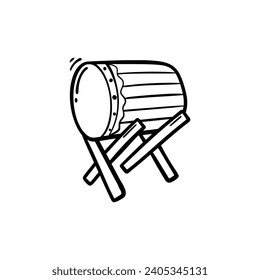 Hand drawn doodle bedug islamic Indonesian Traditional Drum vector illustration