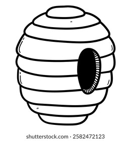 Hand drawn doodle beehive isolated on white background. Vector illustration.