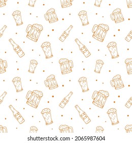 fondo de patrón de cerveza de doodle dibujado a mano