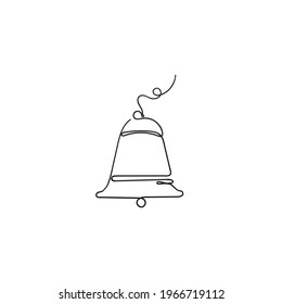 hand drawn doodle bell illustration vector isolated in continuous line art style