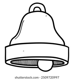Mano dibujada doodle campana aislada sobre fondo blanco. Ilustración vectorial.