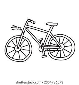 Hand drawn doodle bicycle with flashlight.