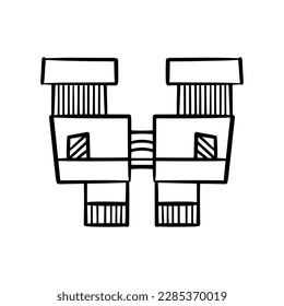 Hand drawn doodle binoculars over white background.