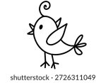 Hand drawn doodle bird. Cute bird illustration. Valentine