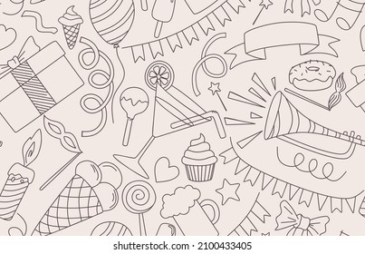 hand drawn doodle birthday seamless pattern