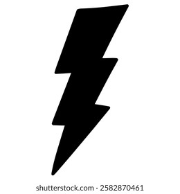 Hand drawn doodle black lightning bolt isolated on white background. Vector illustration.