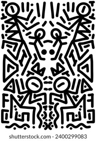 Hand drawn doodle with black lines, creative abstract illustration suitable for stickers, drawing books, covers, isolated on white background