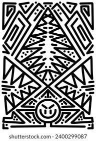 Hand drawn doodle with black lines, creative abstract illustration suitable for stickers, drawing books, covers, isolated on white background