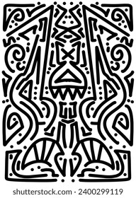 Hand drawn doodle with black lines, creative abstract illustration suitable for stickers, drawing books, covers, isolated on white background